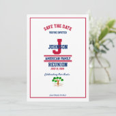 Save The Date American ou State Family Reunion Rouge Blanc Bleu (Debout devant)