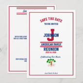 Save The Date American ou State Family Reunion Rouge Blanc Bleu (Devant / Derrière)