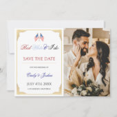 Save The Date American USA Flag Enregistrer la date Photo Invita (Devant)