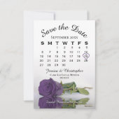 Save The Date Amethyst Purple Rose Élégant Calendrier de mariage (Devant)