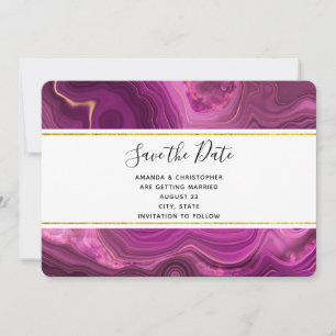 Save The Date Améthyste Violet Et Mariage D'Agate Abstrait Or