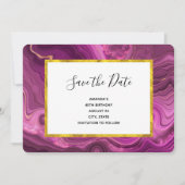 Save The Date Améthyste Violet Et Or Agate Abstrait Anniversaire (Devant)