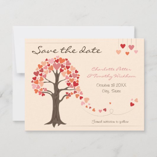 Save The Date Amour Arbre Coeurs Mariage Enregistrer la date (Devant)