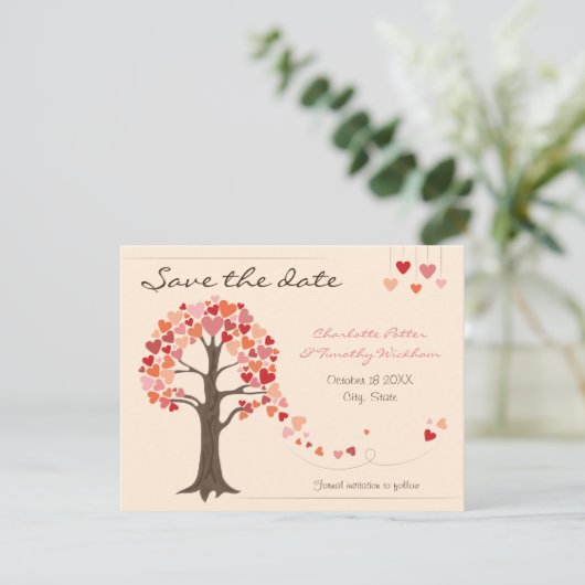 Save The Date Amour Arbre Coeurs Mariage Enregistrer la date (Debout devant)