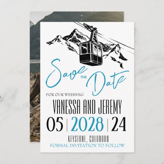 Save The Date Amour de montagne Turquoise (Devant / Derrière)