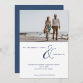 Save The Date Amour et plage Photo Plage Mariage (Devant / Derrière)