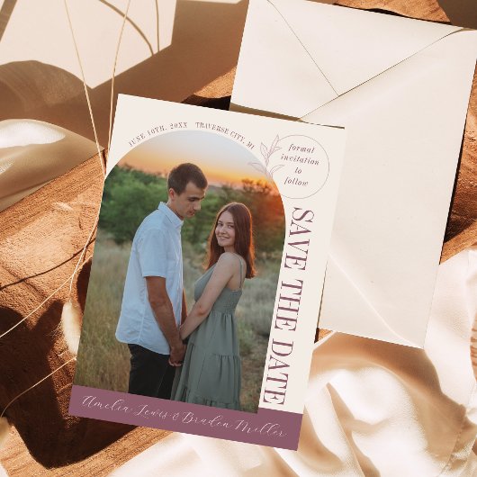 Save The Date Amour éternel | Arche profonde de Mauve |