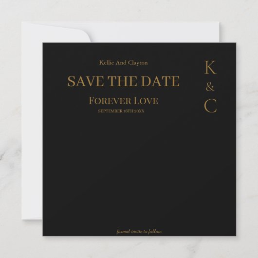 Save The Date Amour Éternel Mariage Noir Sauvegarder la Date (Devant)