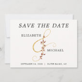 Save The Date Ampersand d'or simple photo Mariage de automne (Devant)
