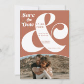 Save The Date Ampersand moderne en terre cuite 2 photos enregist (Devant)