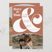 Save The Date Ampersand moderne en terre cuite 2 photos enregist (Devant / Derrière)