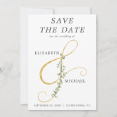 Save The Date Ampersand moderne Simple verdure Photo Mariage (Devant)