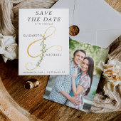Save The Date Ampersand moderne Simple verdure Photo Mariage