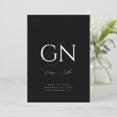 Save The Date Ampersand Monogramme noir blanc Photo Script moder (Debout devant)