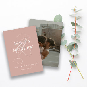 Save The Date Ampersand photo de blush moderne 