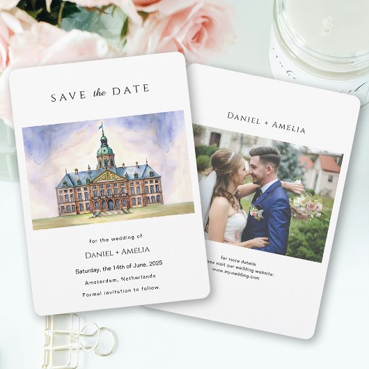 Save The Date Amsterdam Pays-Bas Aquarelle Destination