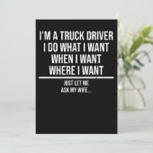 Save The Date Amusant Conducteur De Camion Mari Demander À Ma Fe (Debout devant)