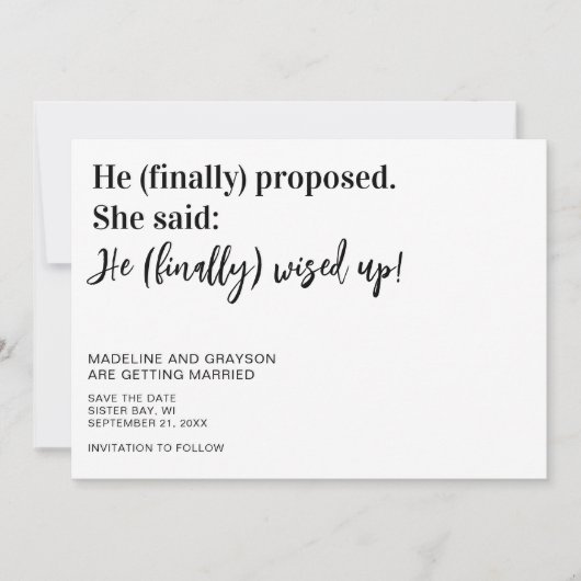 Save The Date Amusant Finalement Mariage Enregistrer La Date (Devant)