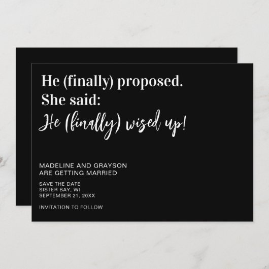 Save The Date Amusant Finalement Mariage Enregistrer La Date (Devant / Derrière)