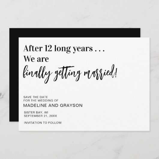 Save The Date Amusant Finalement Mariage Enregistrer La Date (Devant / Derrière)