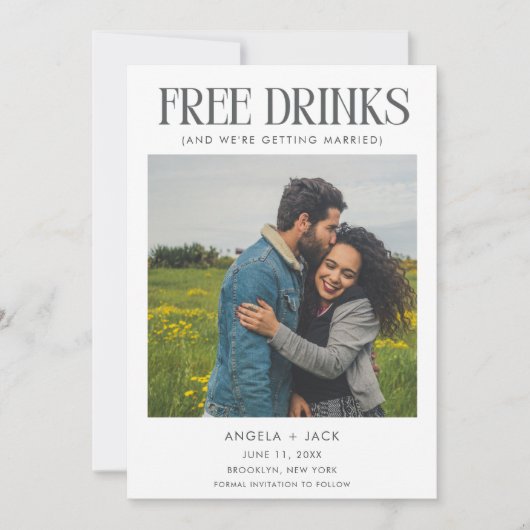 Save The Date Amusant Noir Blanc photo mariage Enregistrer la da (Devant)