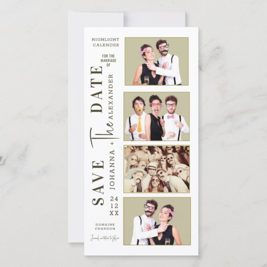 Save The Date Amusant Photo Booth Strip Mustache Couples (Devant)