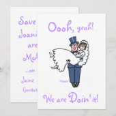 Save The Date Amusante Offbeat Mariée et Groom Wedding Invitatio (Devant / Derrière)