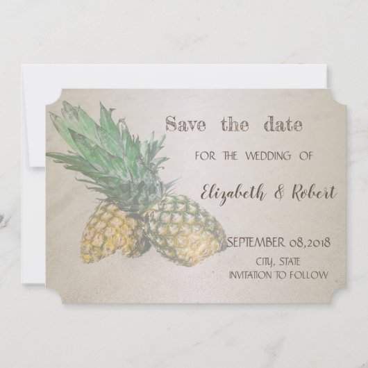 Save The Date Ananas De Mariage De Plage Économisez La Date (Devant)