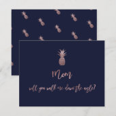 Save The Date Ananas Rose Gold maman, veux-tu m'accompagner.. (Devant / Derrière)