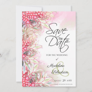 Save The Date Ananas roses exotiques