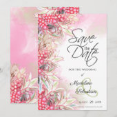 Save The Date Ananas roses exotiques (Devant / Derrière)