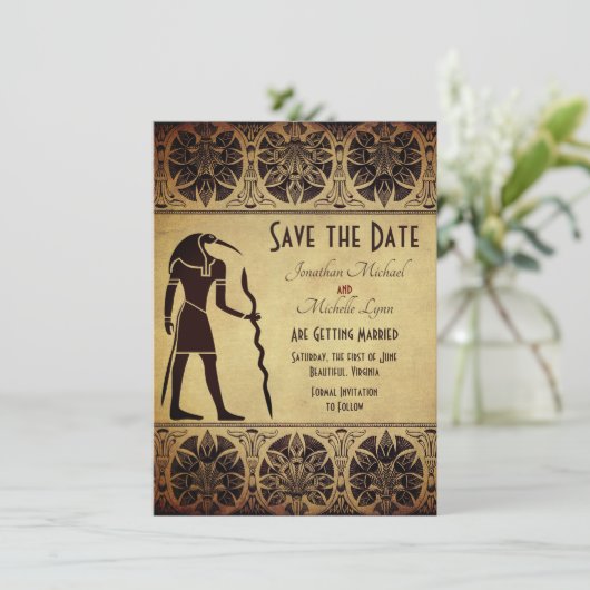 Save The Date Ancien Dieu égyptien Thoth Mariage d'or (Debout devant)