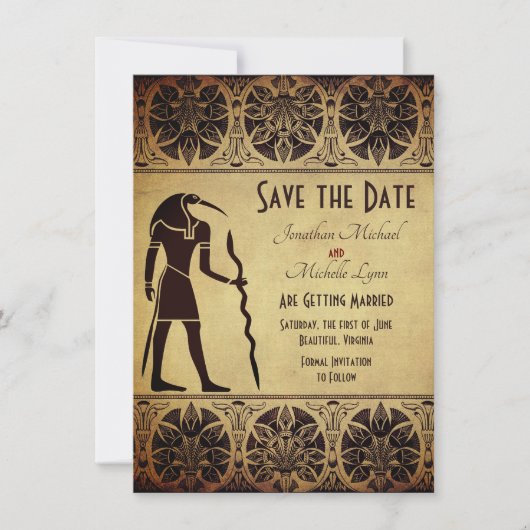 Save The Date Ancien Dieu égyptien Thoth Mariage d'or (Devant)