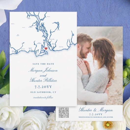 Save The Date Ancien Saybrook CT Map Code QR Mariage