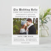 Save The Date Ancien style de journal Mariage Enregistrer la dat (Debout devant)