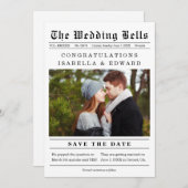 Save The Date Ancien style de journal Mariage Enregistrer la dat (Devant / Derrière)