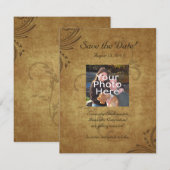 Save The Date Ancienne Tache de Thé Antique Spirale Enregistrer (Devant / Derrière)