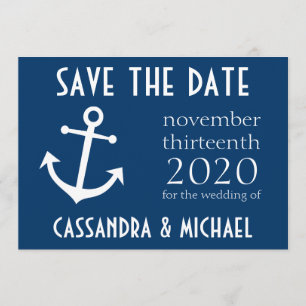 Save The Date Ancre Bateau Enregistrer La Date (Bleu Foncé)