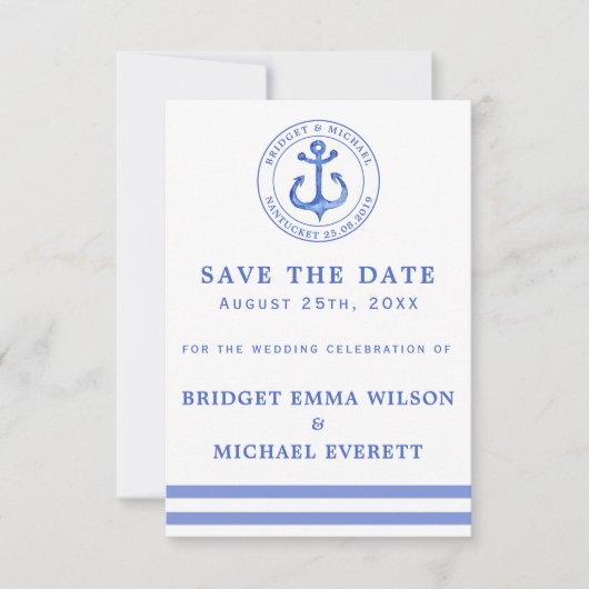 Save The Date Ancre bleue marine | Enregistrer le Mariage de dat (Devant)