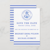 Save The Date Ancre bleue marine | Enregistrer le Mariage de dat (Devant / Derrière)