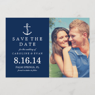 Save The Date Ancre bleue photo mariage Enregistrer la date