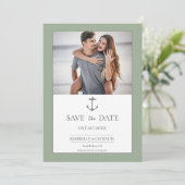 Save The Date Ancre de marine simple Enregistrer la date | Vert (Debout devant)
