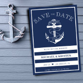 Save The Date Ancré en amour Nautique Bleu Ancre Mariage