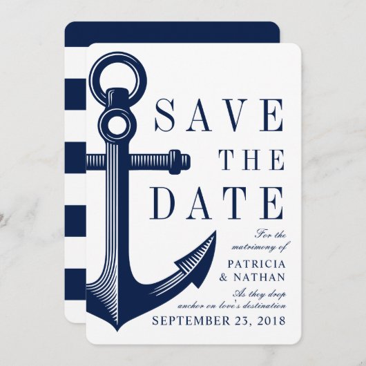 Save The Date Ancre Loves Drops | Enregistrer la date (Devant / Derrière)