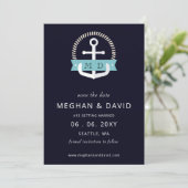 Save The Date Ancre marine moderne Mariage de monogramme nautiqu (Debout devant)