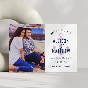 Save The Date Ancre Naútica Photo Mariage Lavande