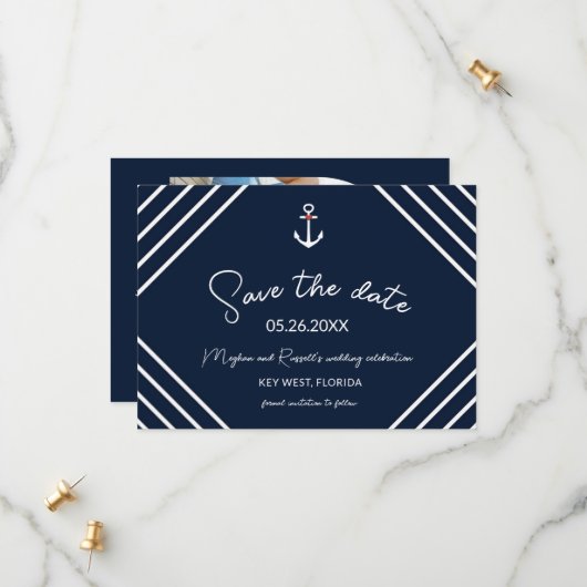 Save The Date Ancre nautique Beach Wedding Enregistrer la date (Devant/Arrière en situation)