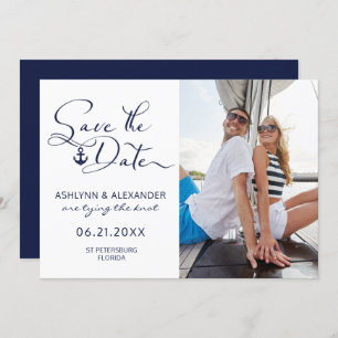 Save The Date Ancre nautique moderne Typographie de script photo