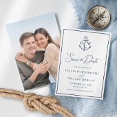 Save The Date Ancre nautique Monogramme Marine Mariage bleu