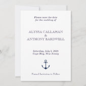 Save The Date Ancre Nautique Plage Mariage Photo Enregistrer La  (Dos)